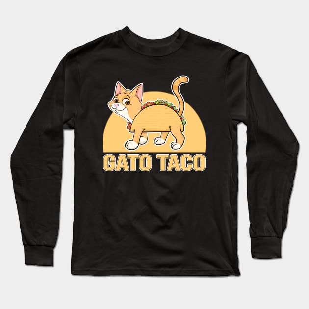 Gato Taco Funny Cinco de Mayo T Shirt Long Sleeve T-Shirt by GAMAS Threads